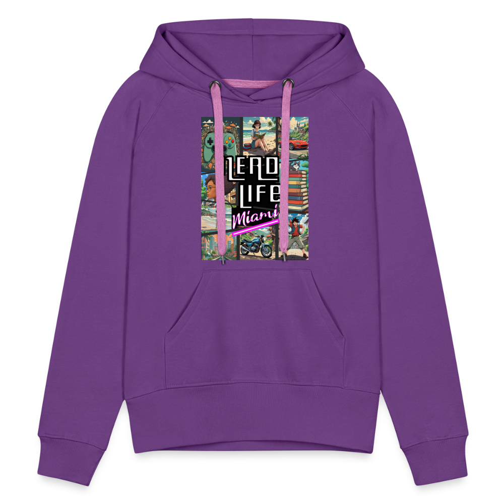 Nerd Life Miami Graphic Women’s Premium Hoodie - purple 