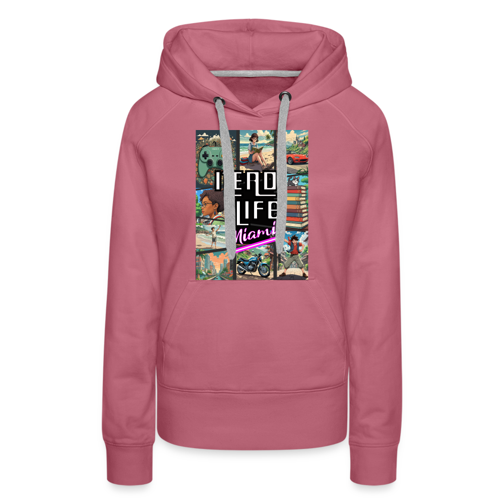 Nerd Life Miami Graphic Women’s Premium Hoodie - mauve