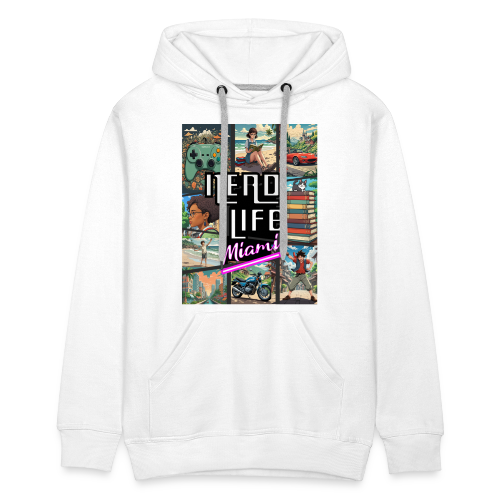 Nerd Life Miami Graphic Men’s Premium Hoodie - white