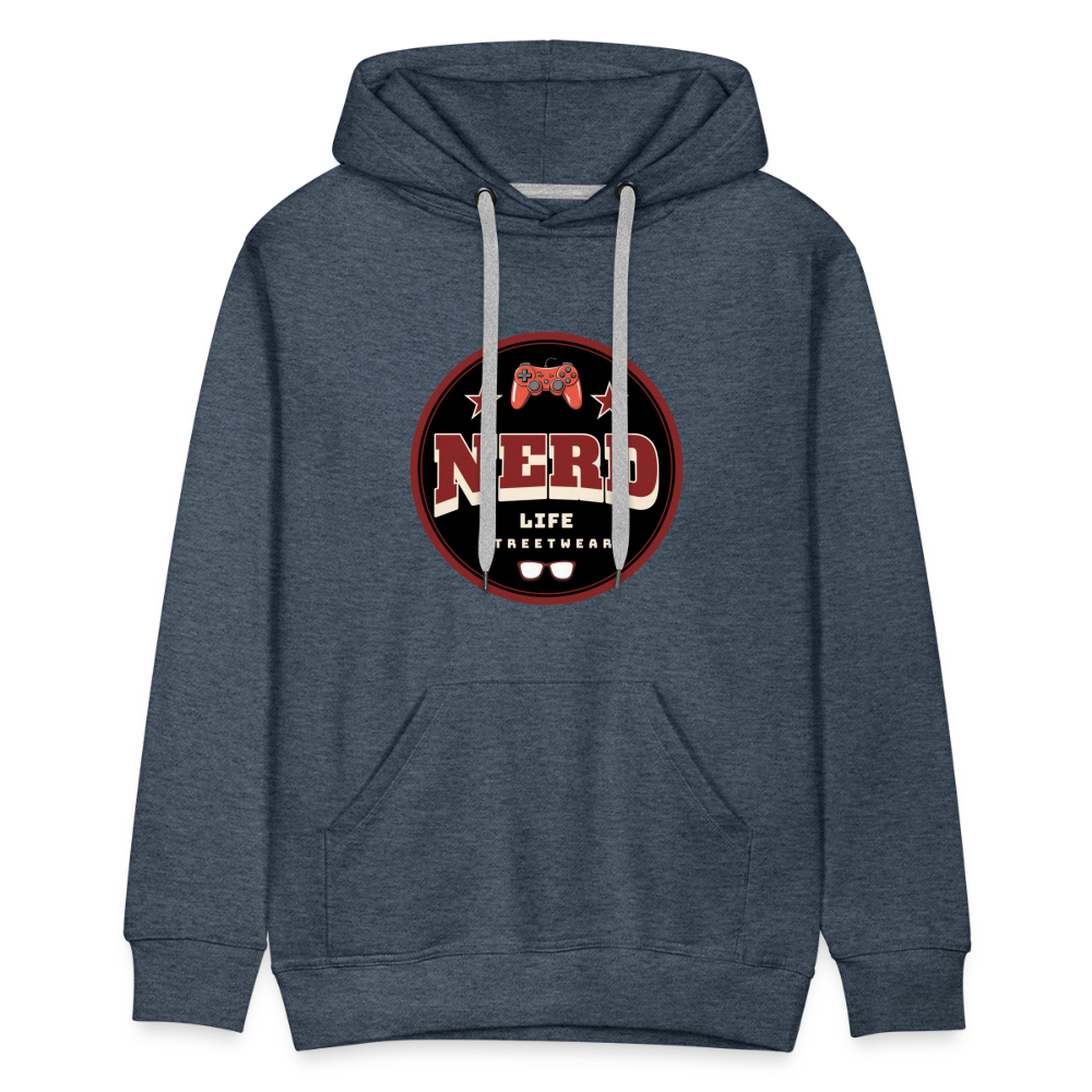 Nerd Life Circle Graphic Men’s Premium Hoodie - heather denim