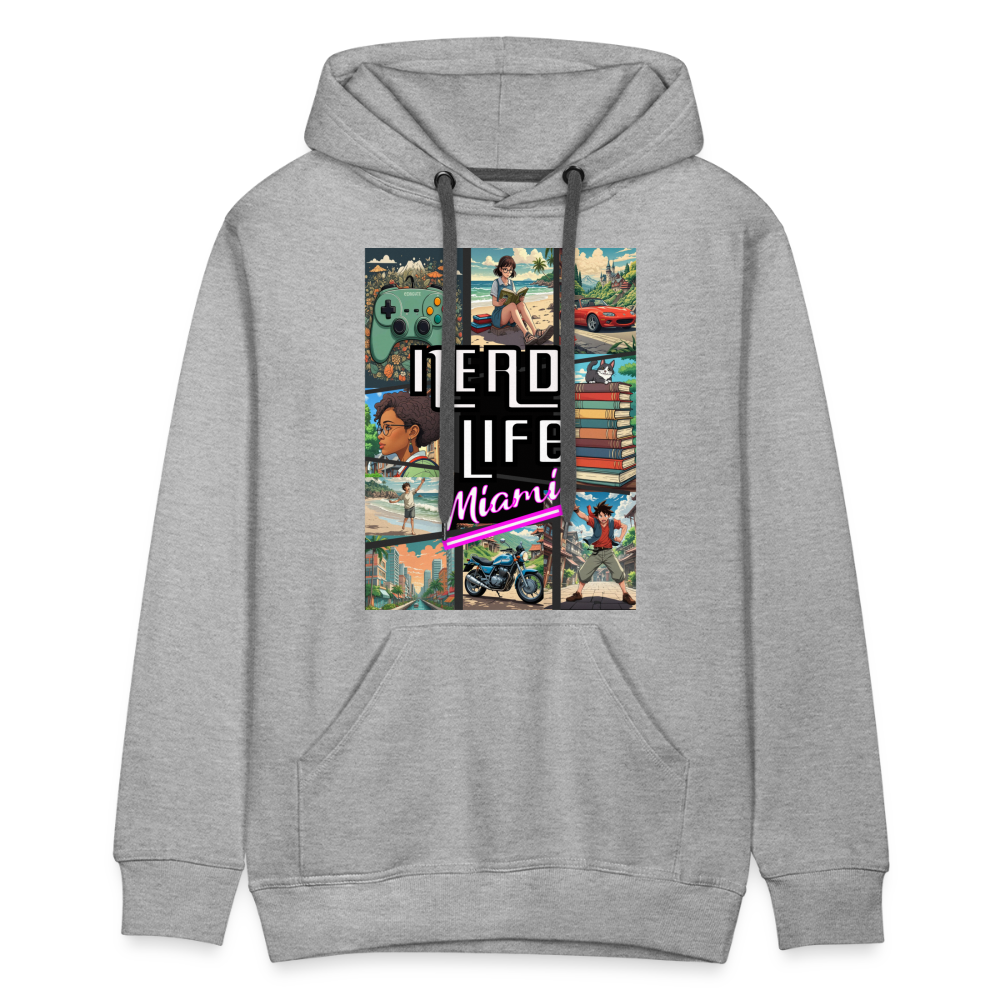 Nerd Life Miami Graphic Men’s Premium Hoodie - heather grey