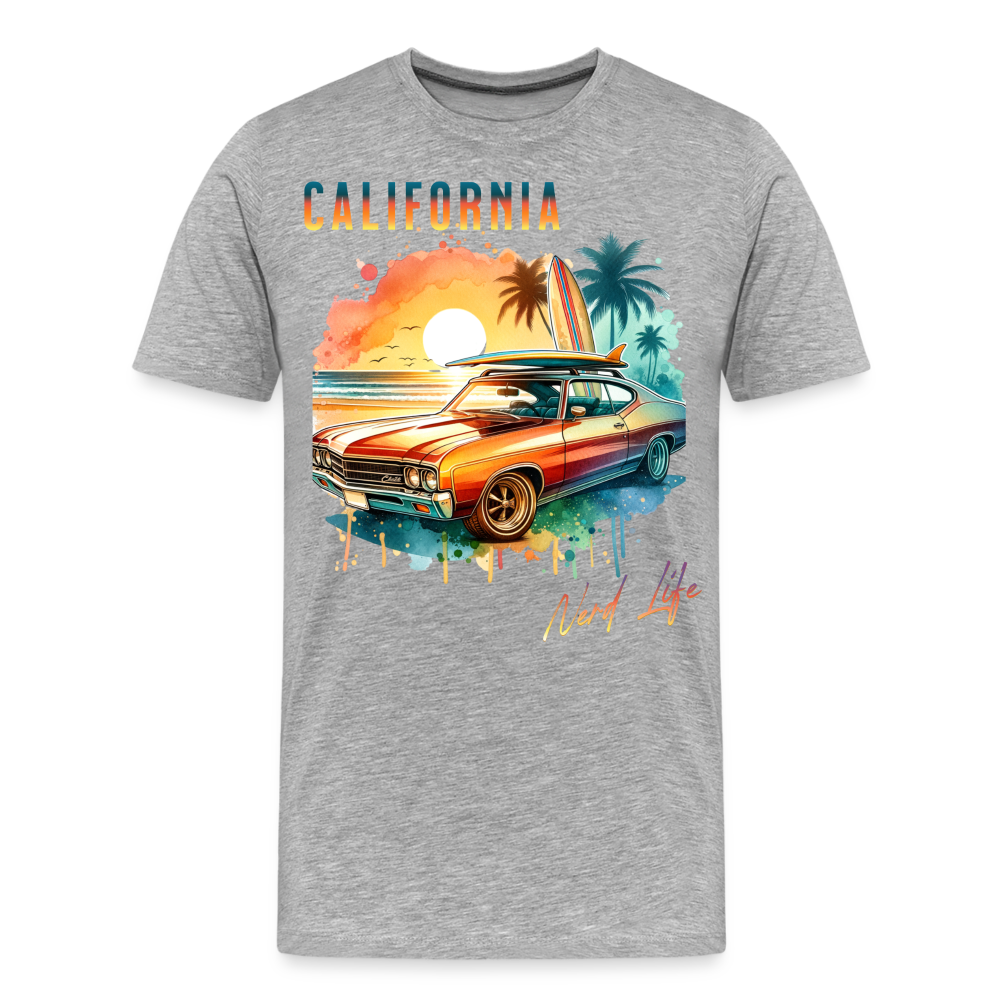 California Nerd Life Sunset Graphic Men’s Premium Organic T-Shirt - heather gray