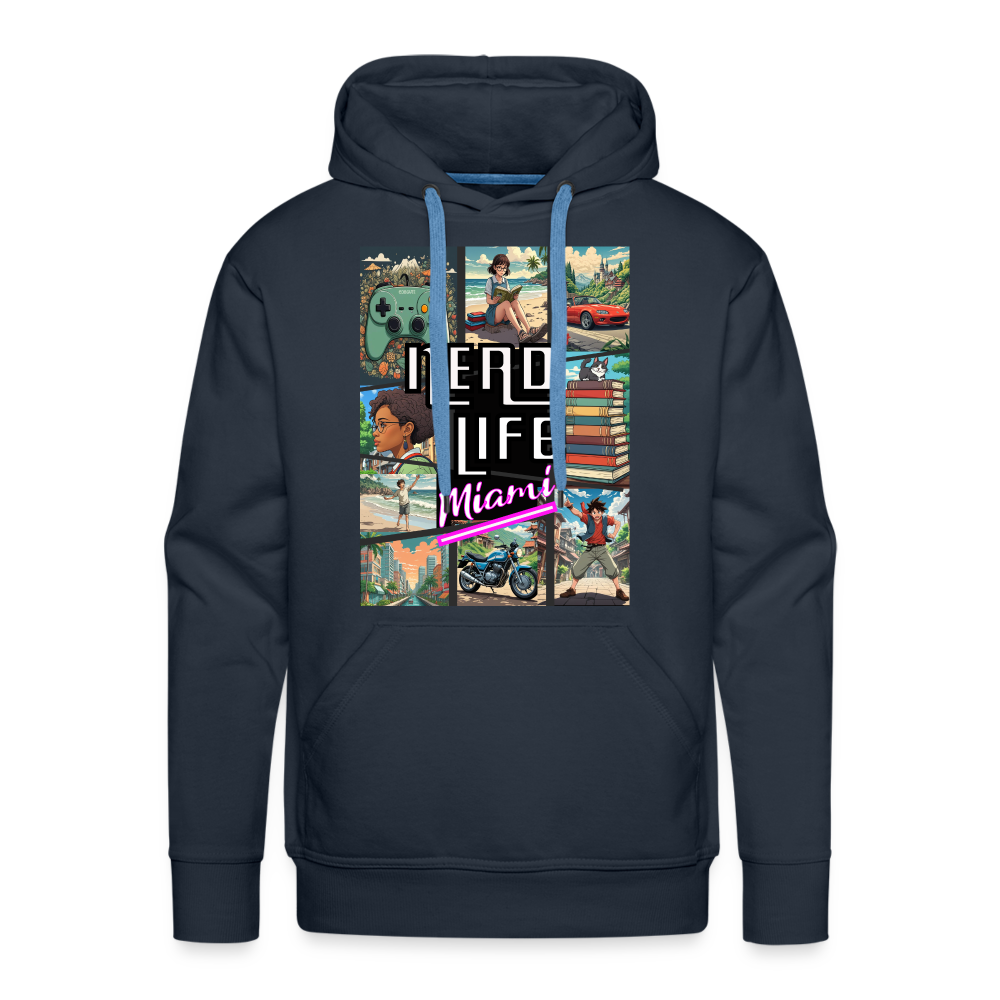 Nerd Life Miami Graphic Men’s Premium Hoodie - navy