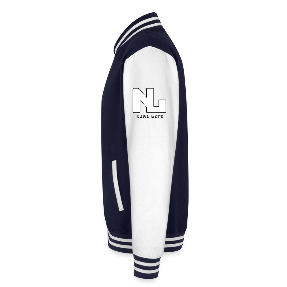 ATL Nerd Life Just Hoods Heavyweight Letterman Jacket - navy/white