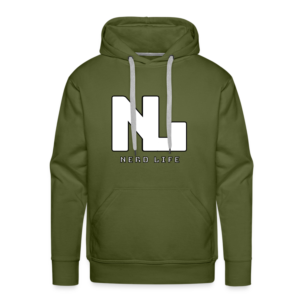 Nerd Life Graphic Men’s Premium Hoodie - olive green