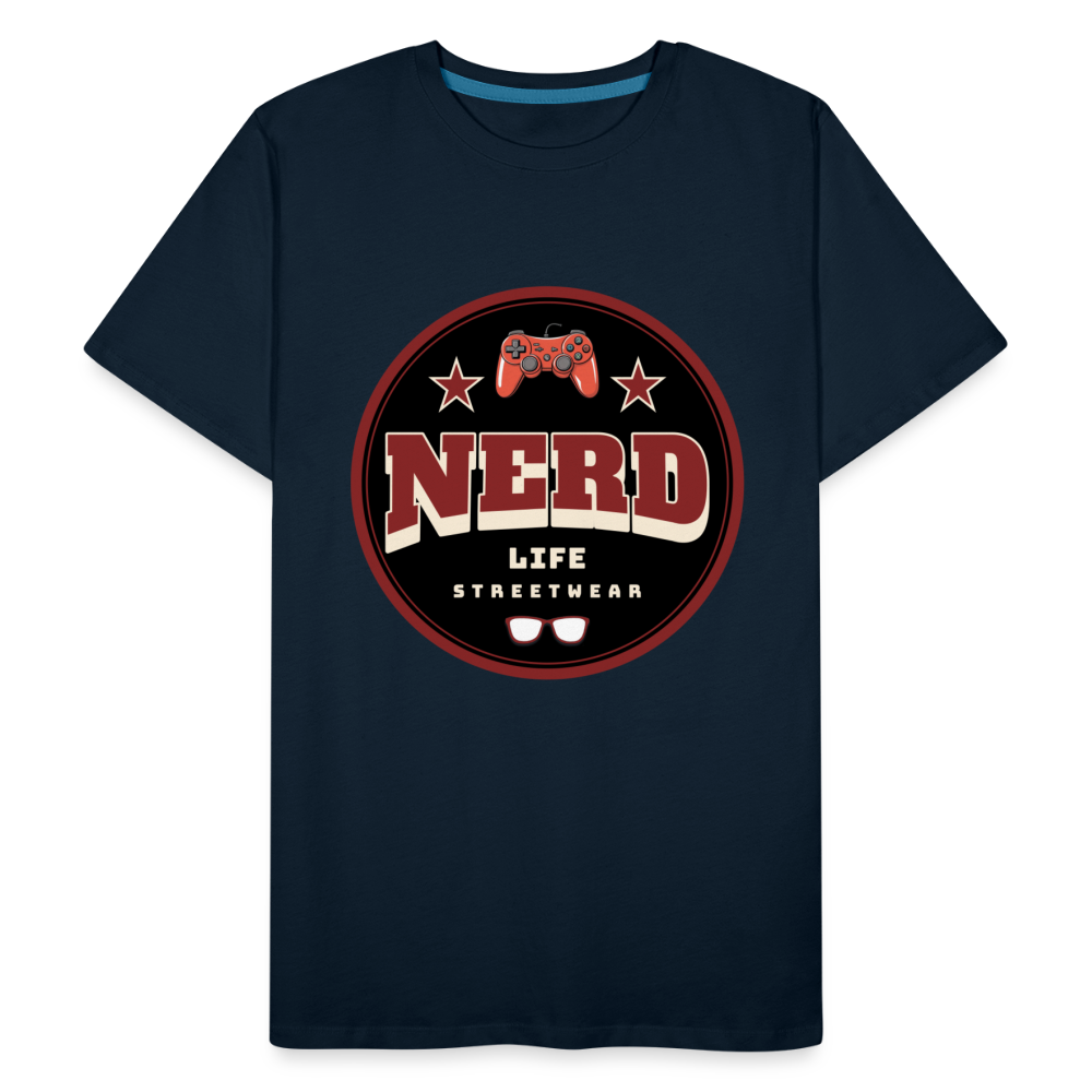 Nerd Life Circle Graphic Men’s Premium Organic T-Shirt - deep navy