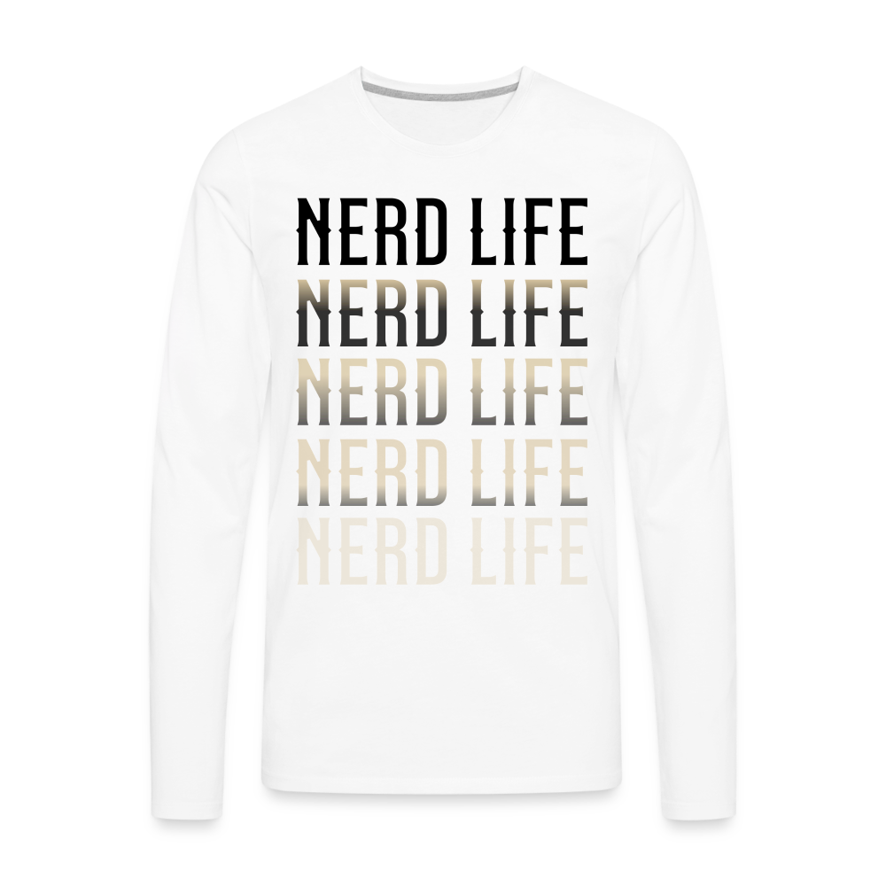 Nerd Life Repeat Fader Men's Premium Long Sleeve T-Shirt - white