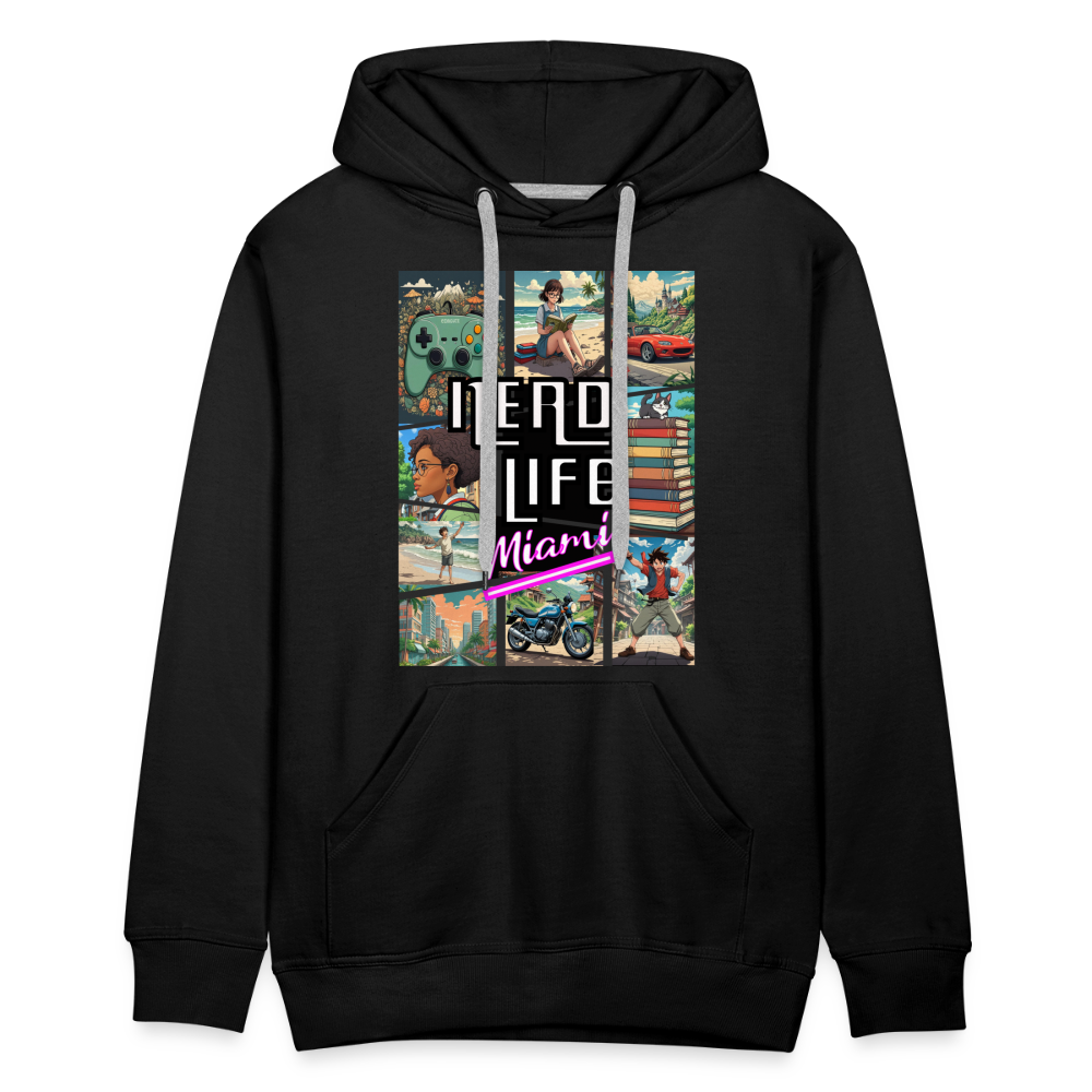 Nerd Life Miami Graphic Men’s Premium Hoodie - black