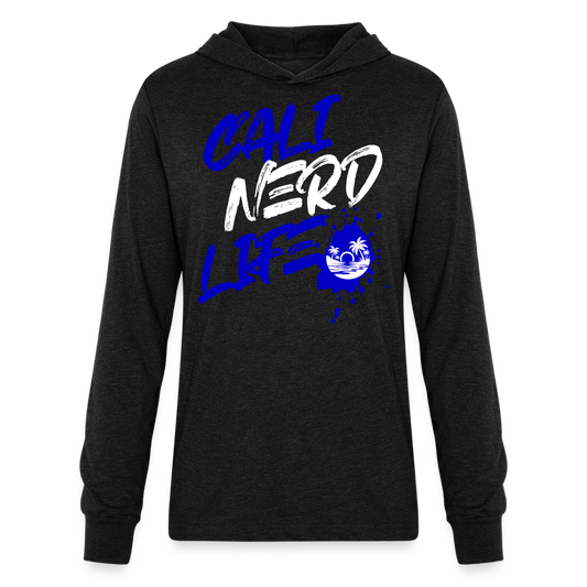 Cali Nerd Life Graphic Unisex Long Sleeve Hoodie Shirt - heather black