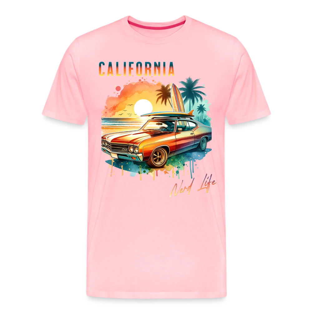 California Nerd Life Sunset Graphic Men's Premium T-Shirt - pink