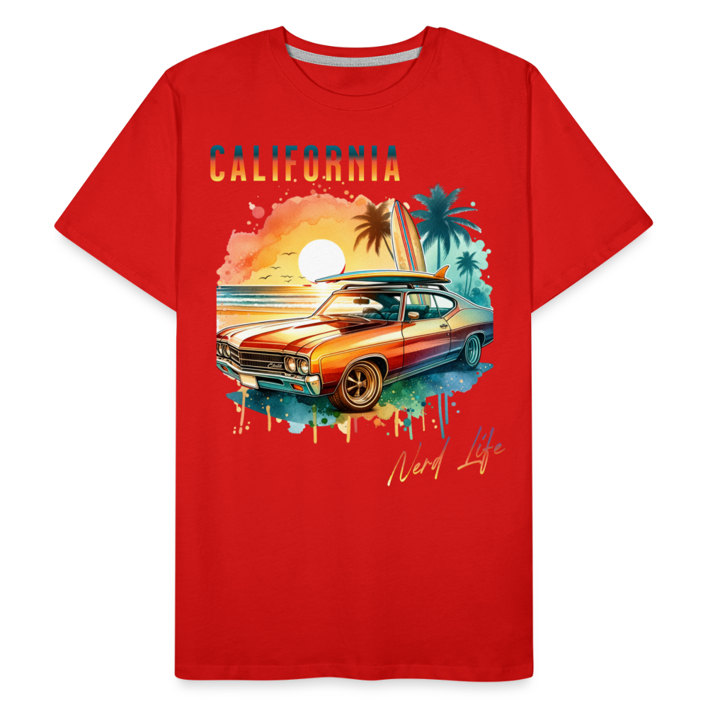 California Nerd Life Sunset Graphic Men’s Premium Organic T-Shirt - red