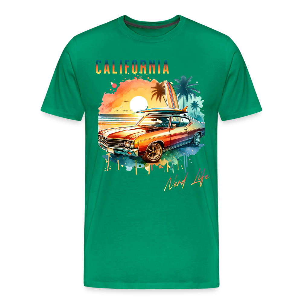 California Nerd Life Sunset Graphic Men's Premium T-Shirt - kelly green