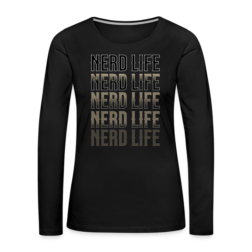 Nerd Life Repeat Fader Women's Premium Long Sleeve T-Shirt - black