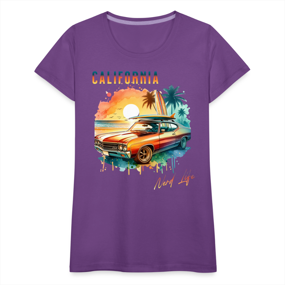 California Nerd Life Sunset Graphic Women’s Premium T-Shirt - purple