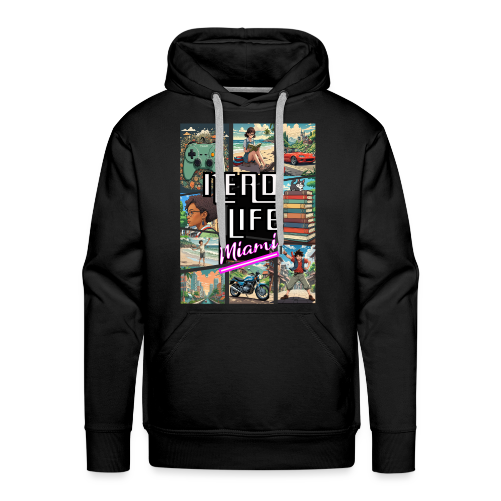 Nerd Life Miami Graphic Men’s Premium Hoodie - black