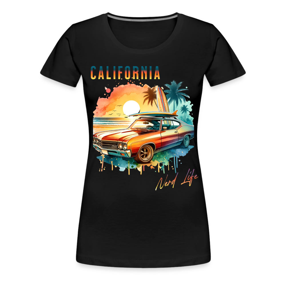 California Nerd Life Sunset Graphic Women’s Premium T-Shirt - black