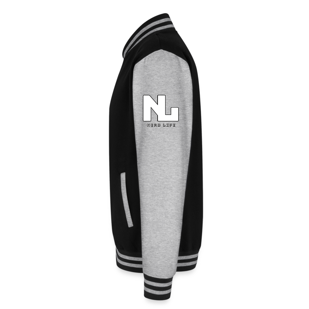 ATL Nerd Life Just Hoods Heavyweight Letterman Jacket - black/heather grey