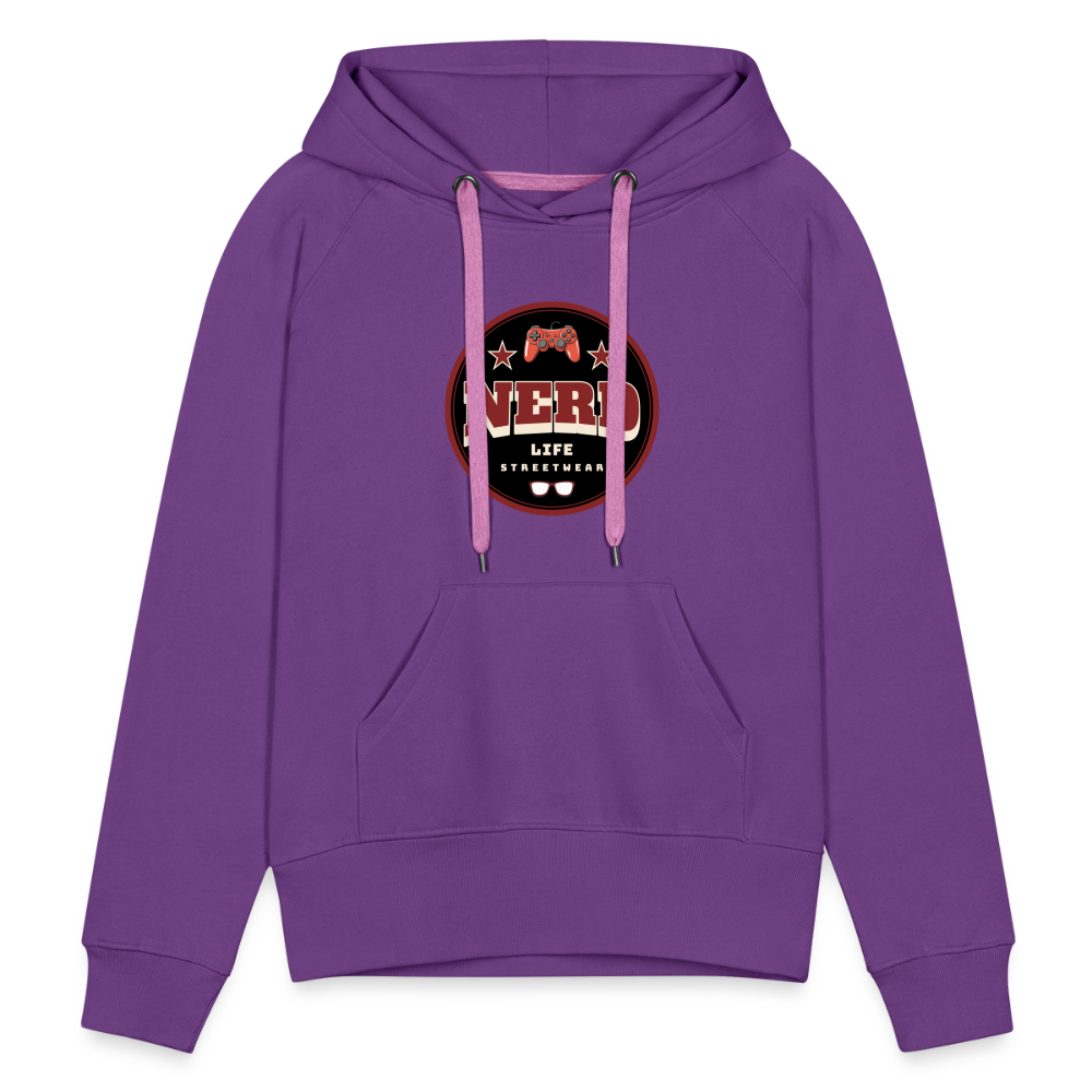 Nerd Life Circle Graphic Women’s Premium Hoodie - purple 