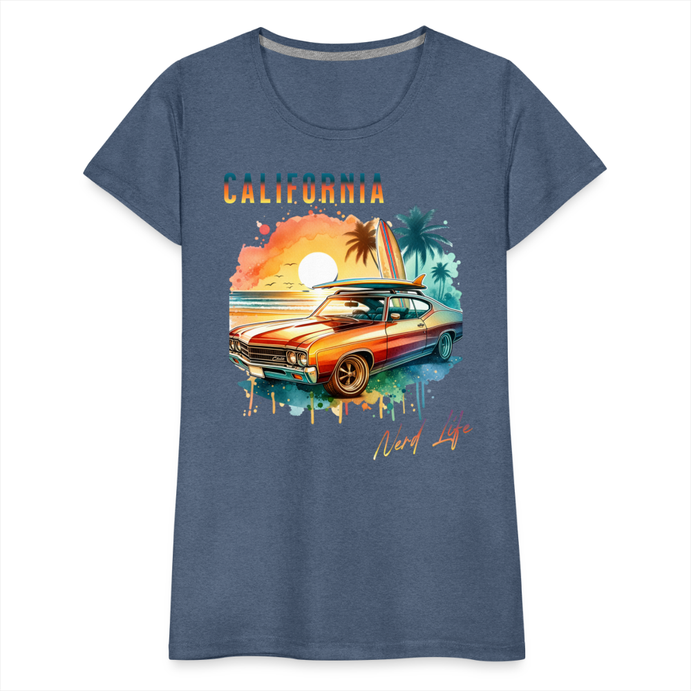 California Nerd Life Sunset Graphic Women’s Premium T-Shirt - heather blue