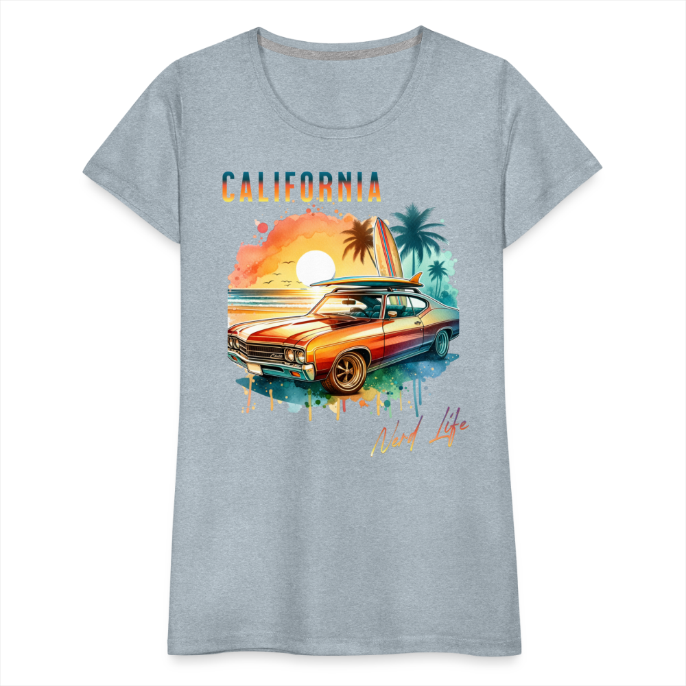 California Nerd Life Sunset Graphic Women’s Premium T-Shirt - heather ice blue