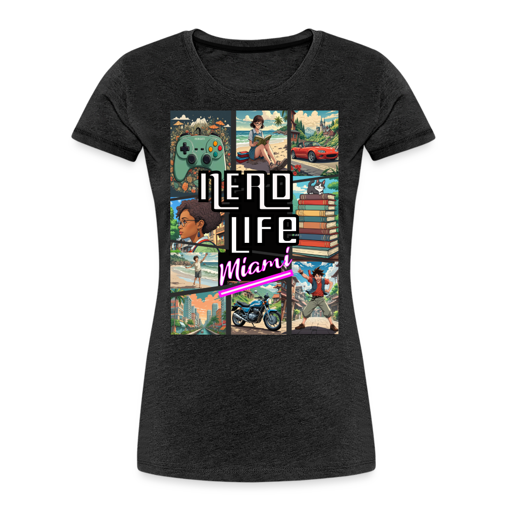 Nerd Life Miami Graphic Women’s Premium Organic T-Shirt - charcoal grey