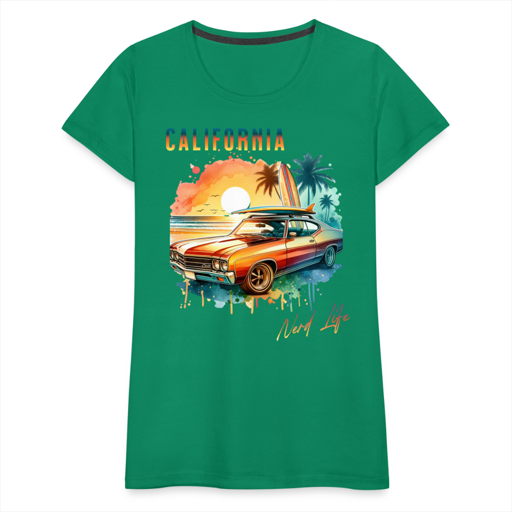 California Nerd Life Sunset Graphic Women’s Premium T-Shirt - kelly green