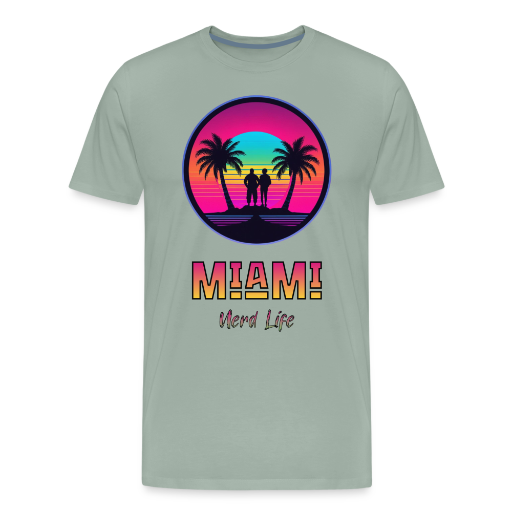 Miami Nerd Life Neon Graphic Men's Premium T-Shirt - steel green