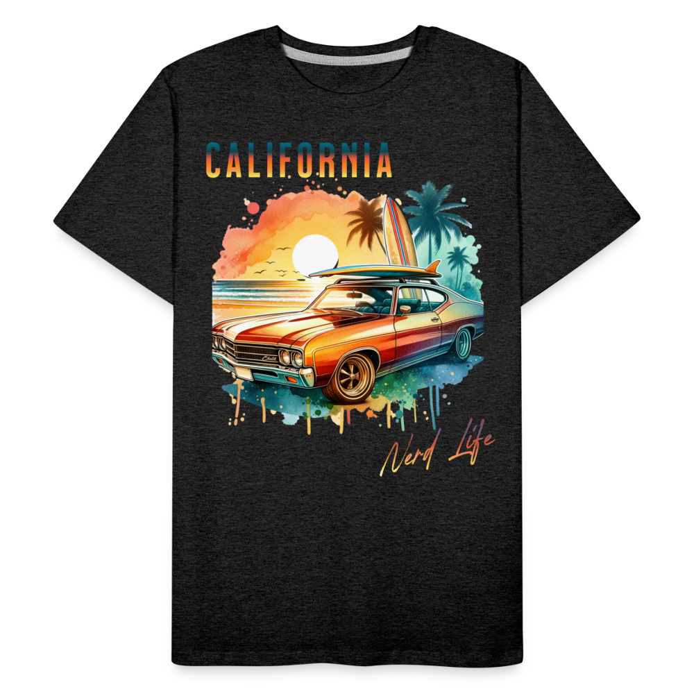 California Nerd Life Sunset Graphic Men’s Premium Organic T-Shirt - charcoal grey