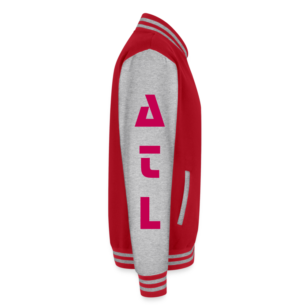 ATL Nerd Life Just Hoods Heavyweight Letterman Jacket - red/heather grey