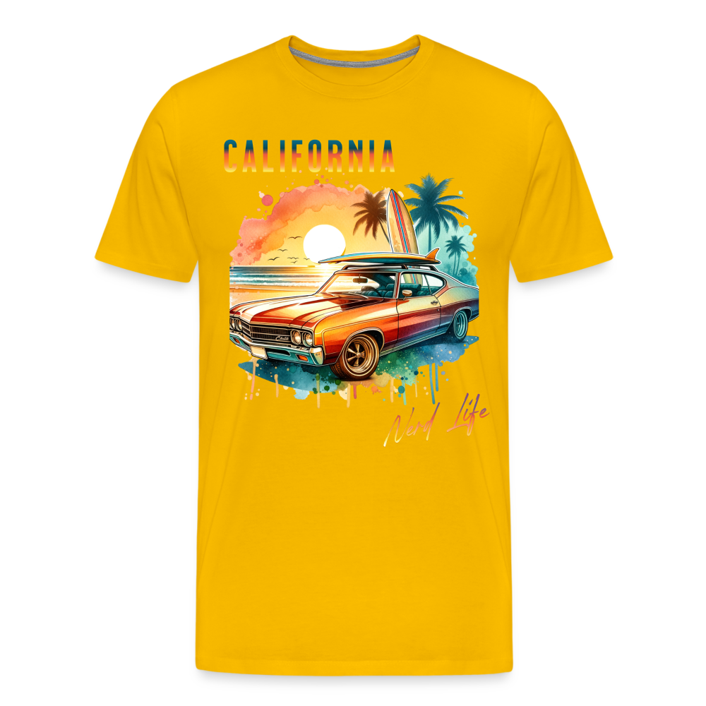 California Nerd Life Sunset Graphic Men's Premium T-Shirt - sun yellow