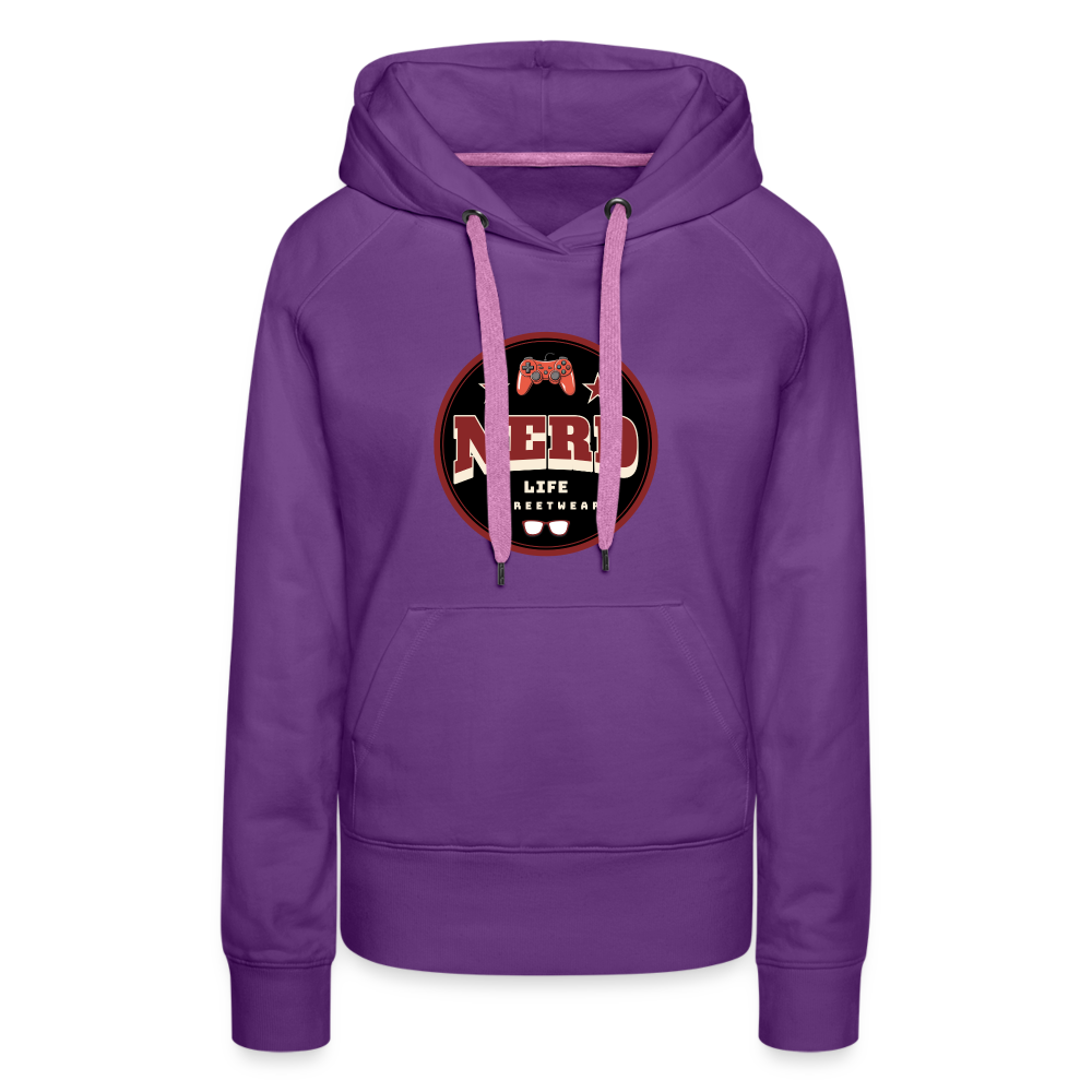 Nerd Life Circle Graphic Women’s Premium Hoodie - purple 